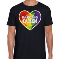 Bellatio Decorations Gay Pride shirt - dancing queen - regenboog - heren - zwart 2XL  -