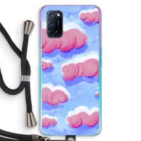 Roze wolken met vogels: Oppo A52 Transparant Hoesje met koord