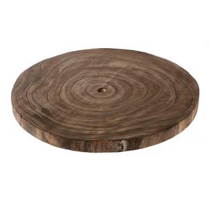 Kaarsenbord/decoratie dienblad - houten boomschijf donker - D45 x H3 cm - rond - tafeldecoratie scha