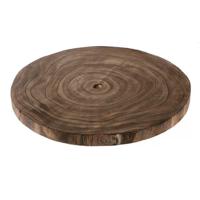 Kaarsenbord/decoratie dienblad - houten boomschijf donker - D45 x H3 cm - rond - tafeldecoratie scha