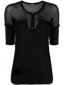 CHANEL Pre-Owned 2000s sheer-panelling short-sleeved top - Noir