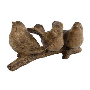 Gifts Amsterdam sculptuur 3 vogels op tak 14 cm polyresin bruin