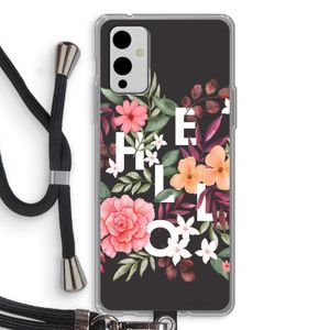 Hello in flowers: OnePlus 9 Transparant Hoesje met koord