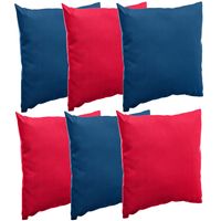 Bank/sier/tuin kussens voor binnen/buiten set 6x stuks rood/blauw 40 x 40 cm - thumbnail