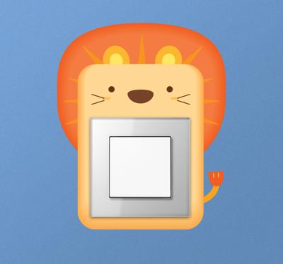 Muursticker lichtschakelaar leeuw Muursticker lichtschakelaar leeuw