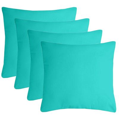 Stof Textile sierkussen Nelson - 4x - aqua blauw - 40 x 40 cm - bank kussens - polyester
