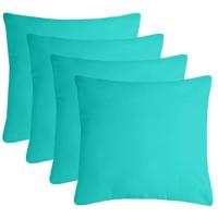 Stof Textile sierkussen Nelson - 4x - aqua blauw - 40 x 40 cm - bank kussens - polyester