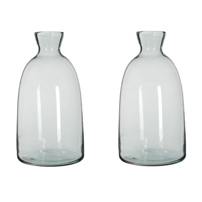 2x Fles vazen Florine 22 x 44 cm transparant gerecycled glas