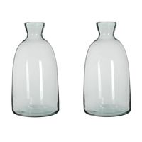 2x Fles vazen Florine 22 x 44 cm transparant gerecycled glas