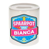 Kinder spaarpot met naam - Bianca - keramiek - met dop - wit - Sparen - Spaargeld van Bianca