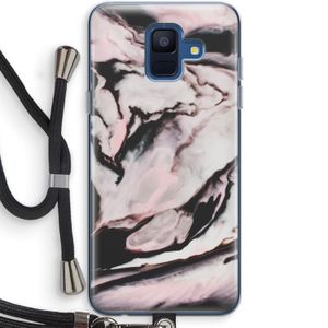 Roze stroom: Samsung Galaxy A6 (2018) Transparant Hoesje met koord