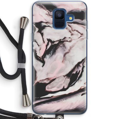 Roze stroom: Samsung Galaxy A6 (2018) Transparant Hoesje met koord
