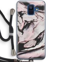 Roze stroom: Samsung Galaxy A6 (2018) Transparant Hoesje met koord