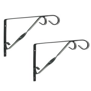 Muurhaken zwart 18.5 x 30 cm - 3x stuks - geplastificeerd verzinkt staal - plantenhaak hanging baske