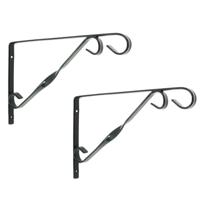 Muurhaken zwart 18.5 x 30 cm - 3x stuks - geplastificeerd verzinkt staal - plantenhaak hanging baske