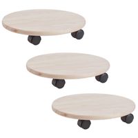 5x stuks planten trolley/multiroller hout rond 35 cm