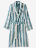 Gestreepte badjas voor volwassenen TRANSAT familie-capsulecollectie, personaliseerbaar, met gerecycled katoen blauw, gestreept