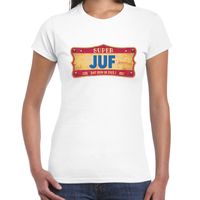 Super juf cadeau / kado t-shirt vintage wit voor dames - thumbnail