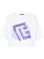 Balmain t-shirt crop à logo imprimé - Blanc - thumbnail