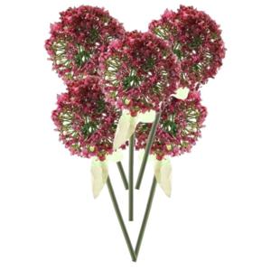 Kunstbloemen Sierui/Allium - 5x - op steel - roze/rood - 70 cm - Bloemen voor binnen