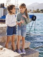 Bermuda jeans voor meisjes met geborduurde bloemen double stone