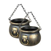 Boland Heksenketel - 2x - goud - kunststof - 13 x 19 cm - kookpot - halloween