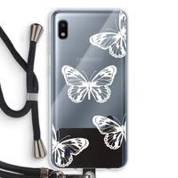 White butterfly: Samsung Galaxy A10 Transparant Hoesje met koord