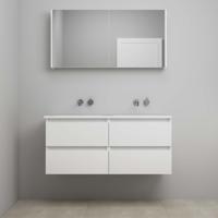 On-Line Badkamermeubelset - 120 cm - Voorgemonteerd - Acryl Wastafel - Kraangat naar Keuze - Spiegelkast - Hoogglans Wit