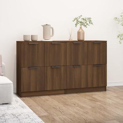 Dressoirs 2 st 60x30x70 cm bewerkt hout bruin eikenkleur