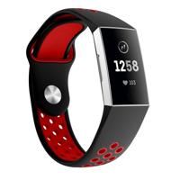 Tweekleurige ronde gat siliconen polsband horloge band voor Fitbit charge 3 polsband grootte: 145-210mm (rood)