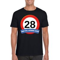 28 jaar verkeersbord t-shirt zwart heren 2XL  -
