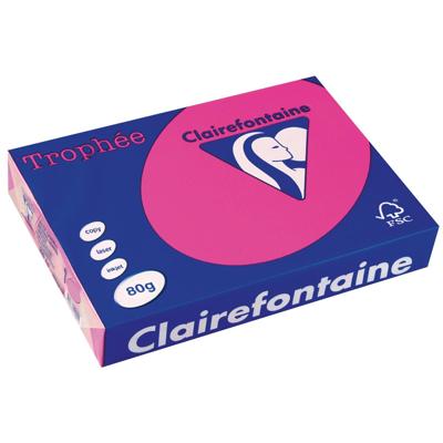 Clairefontaine Trophée Intens, gekleurd papier, A4, 80 g, 500 vel, fluo roze
