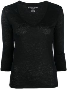 Majestic Filatures t-shirt en maille à col v - Noir