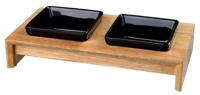 TRIXIE VOERSET KERAMIEK MET HOUTEN ONDERSTEL ZWART 200 ML 28X15X5 CM TRIXIE VOERSET KERAMIEK MET HOUTEN ONDERSTEL ZWART 200 ML 28X15X5 CM