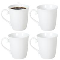 Gerimport Koffie / thee mok - sierlijk - 4x stuks - wit - 310 ml - mokken - keramiek