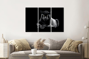 Karo-art Schilderij -  Zwarte panter, 120x80cm, 3 luik, premium print