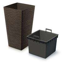Prosperplast Plantenpot - buiten - kunststof - donkerbruin - Eco wood look - D34xH66 cm - bloempot