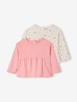 Set van 2 T-shirts met lange mouwen baby rozen