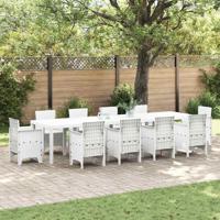 Tuintafel 350x100x73 cm poly rattan wit