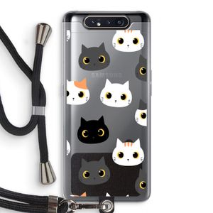 Katten: Samsung Galaxy A80 Transparant Hoesje met koord