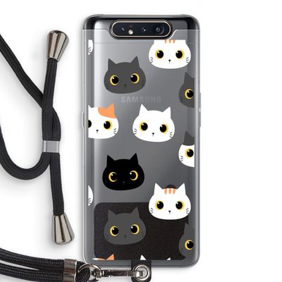 Katten: Samsung Galaxy A80 Transparant Hoesje met koord