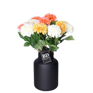 Bellatio Design Kunstbloemen boeket Dahlia's - 12 stelen - 50 cm - kleurenmix - zijdebloemen