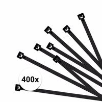 400x Zwarte kabelbinders 15 cm