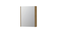 INK SPK2 spiegelkast met 1 dubbelzijdige spiegeldeur, 2 verstelbare glazen planchetten, stopcontact en schakelaar 60 x 14 x 73 cm, fineer natur