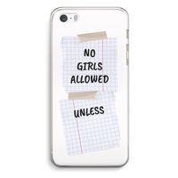No Girls Allowed Unless: iPhone 5 / 5S / SE Transparant Hoesje