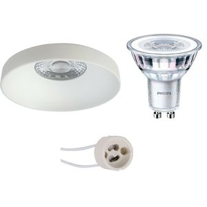 LED Spot Set - Pragmi Vrito Pro - GU10 Fitting - Inbouw Rond - Mat Wit - Ø82mm - Philips - CorePro 840 36D - 4.6W - Natuurlijk Wit 4000K