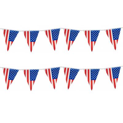 Vlaggenlijn USA/Amerika - Set van 2x stuks - 10 meter - plastic - United States - vlaggetjes - sling