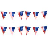 Vlaggenlijn USA/Amerika - Set van 2x stuks - 10 meter - plastic - United States - vlaggetjes - sling