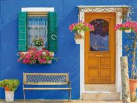 Buiten canvas 58x78 cm Italiaans blauw huis - Annas collection
