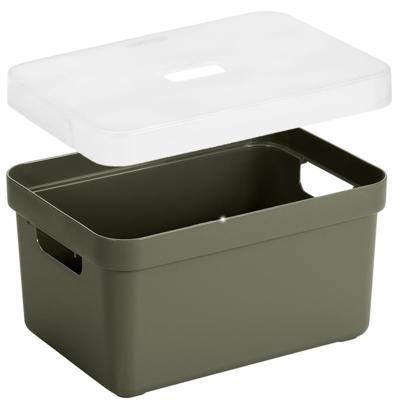 Sunware Opbergbox met transparante deksel - mand - donkergroen - 13 liter - kunststof - 35x25x18 cm Sunware Opbergbox met transparante deksel - mand - donkergroen - 13 liter - kunststof - 35x25x18 cm